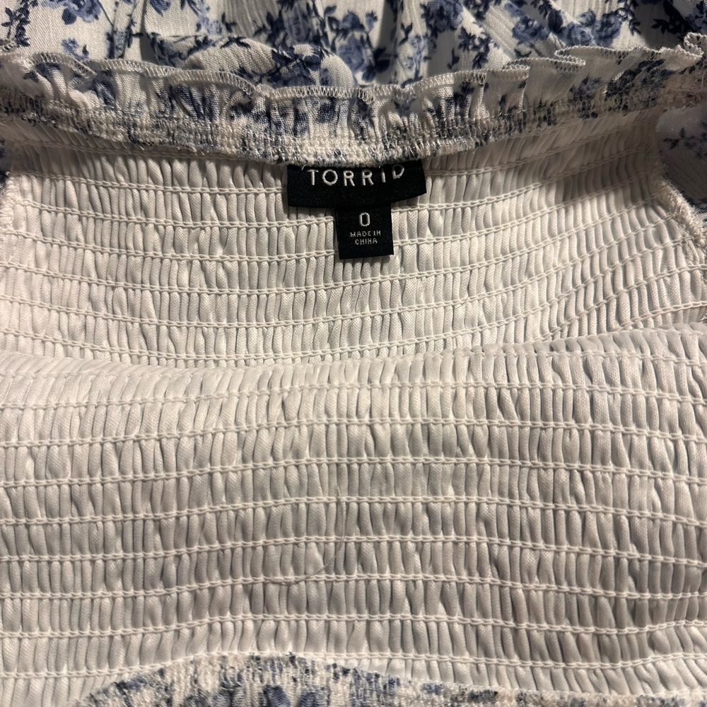 Torrid White and Blue Floral Midi Dress